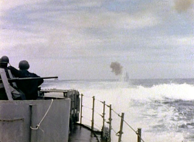 Battleships firing at Honshu