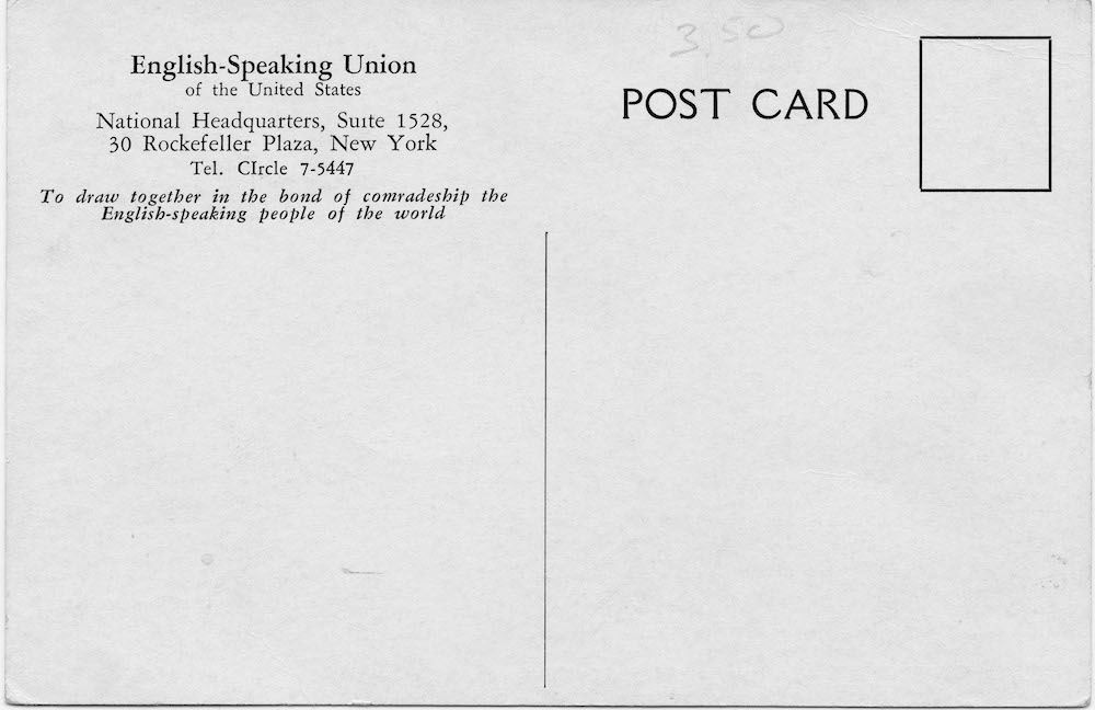 Reverse of 1940 postcard