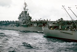 Hornet (CV 12) and transport Mount Katmai (AE-16)