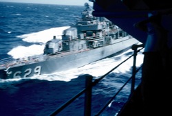 Abbot seen from aircraft carrier Hornet (CV 12)