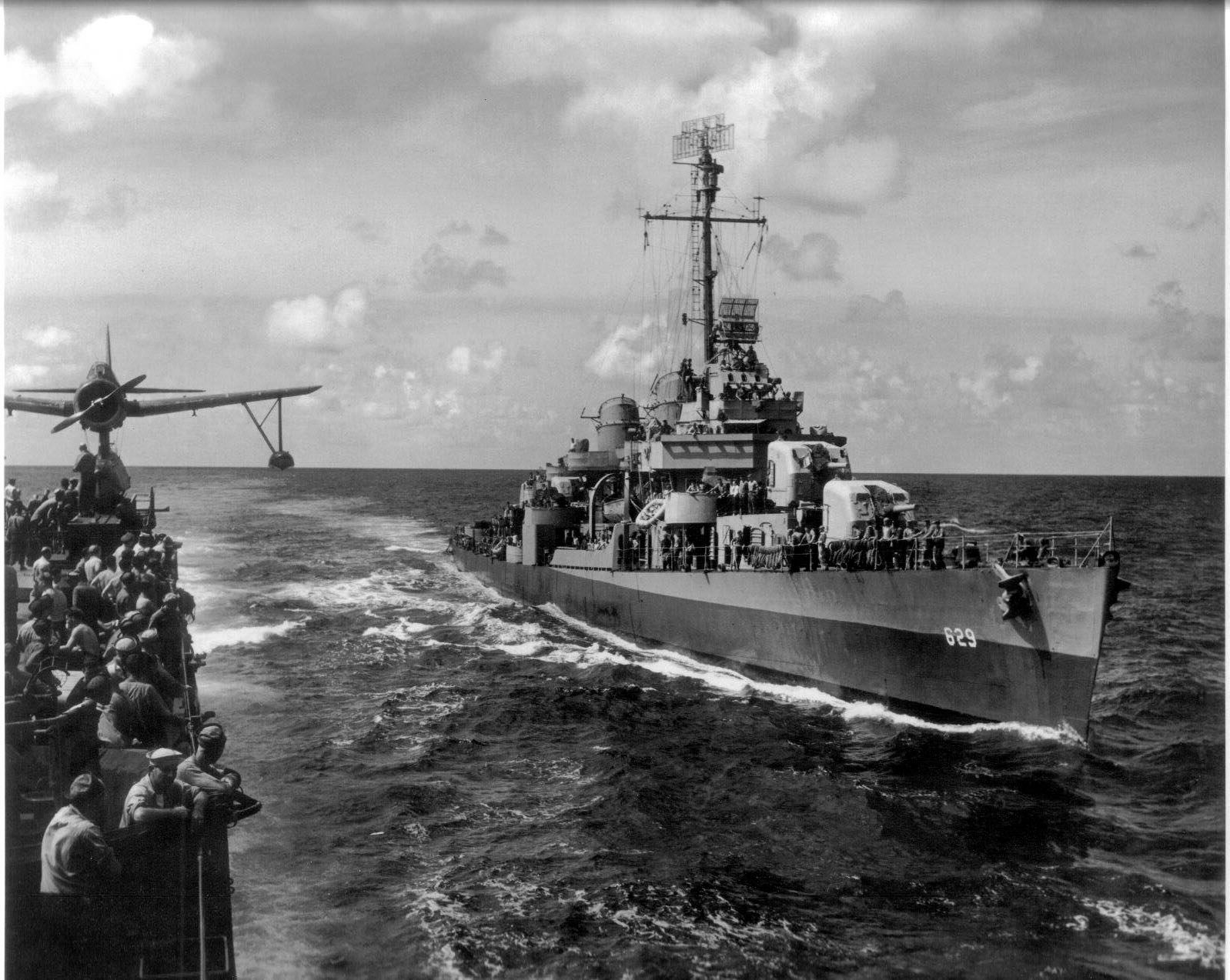 Alongside cruiser Chicago, July 1945.