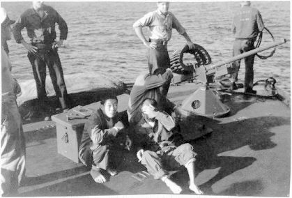 Japanese prisoners on PT boat, 2/45.
