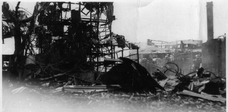 Damage ashore, location unknown.<br>Possibly the Philippines.