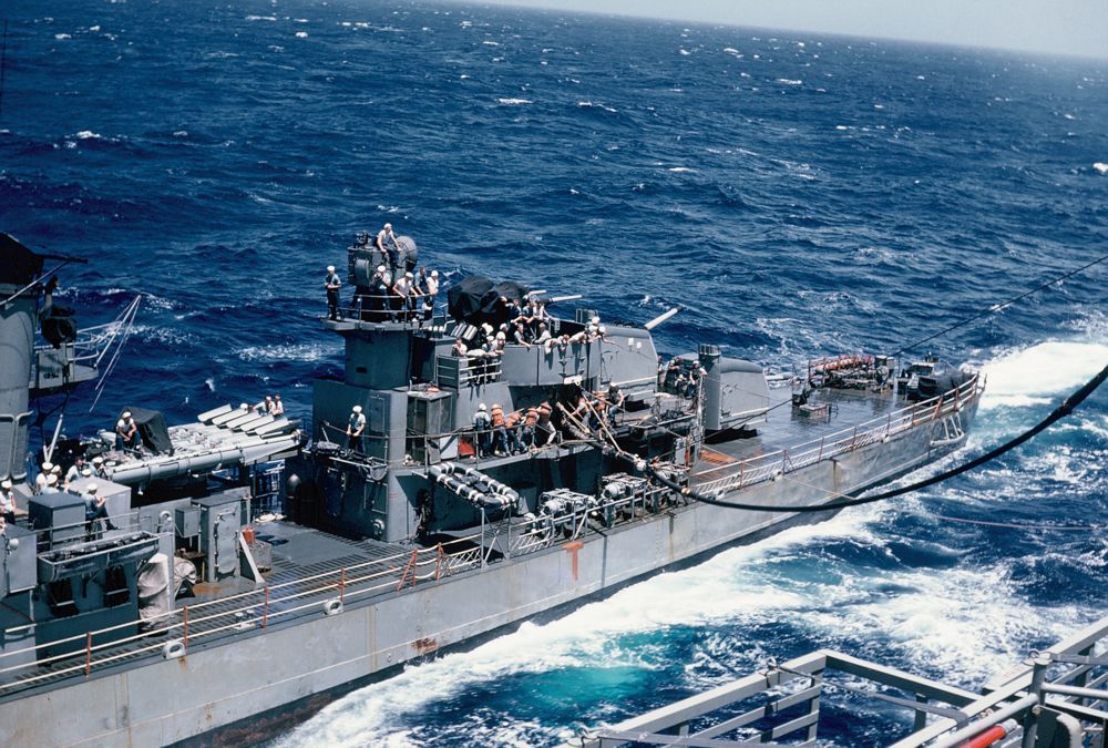 Abbot seen from aircraft carrier Hornet (CV 12)